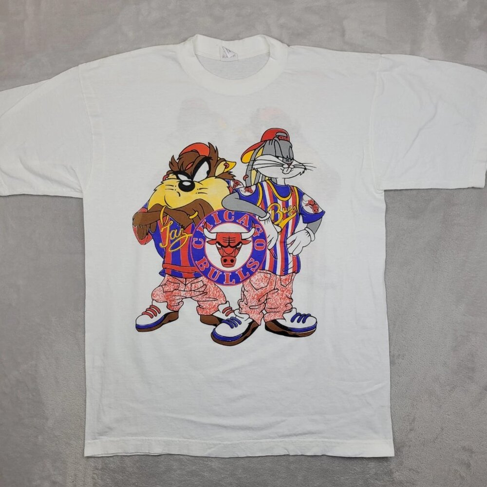Reprint Chicago Bulls Shirt , Looney Tunes Bugs Bunny Taz Devil Vintage 90s Y2K